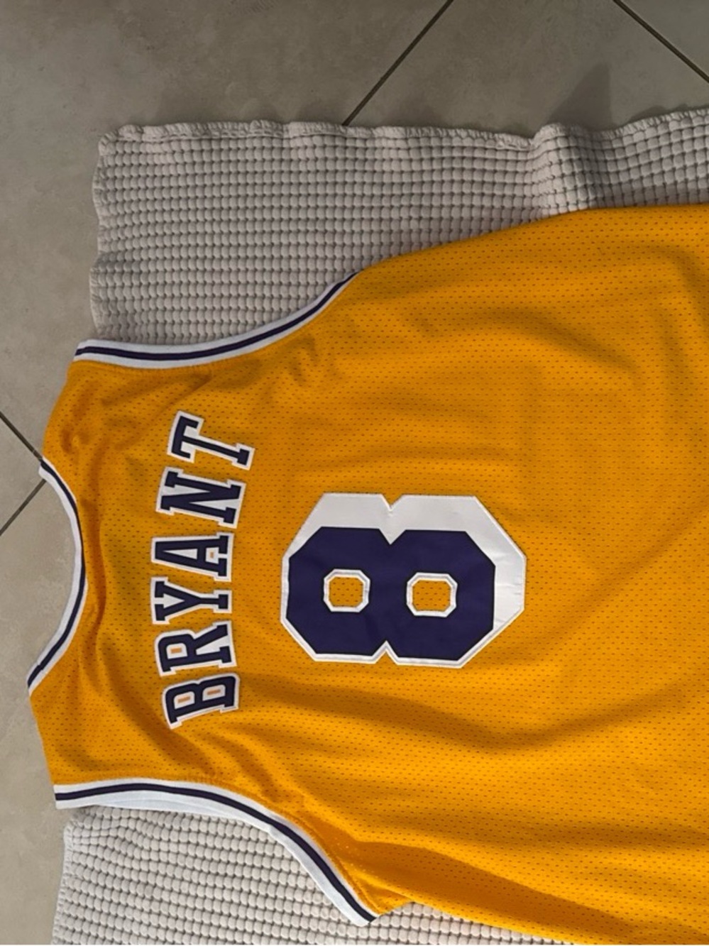 adidas adult Yellow Basketball Jersey with Purple Trim